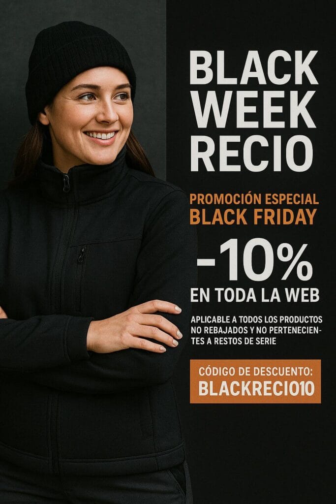 Modelo con chaqueta técnica RECIO en promoción Black Friday