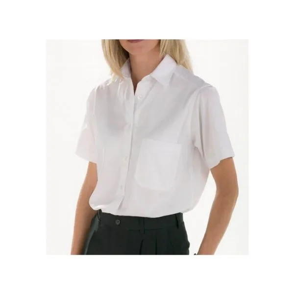 9COBL016 Blusa manga corta un bolsillo, 65/35, doble costura Vega