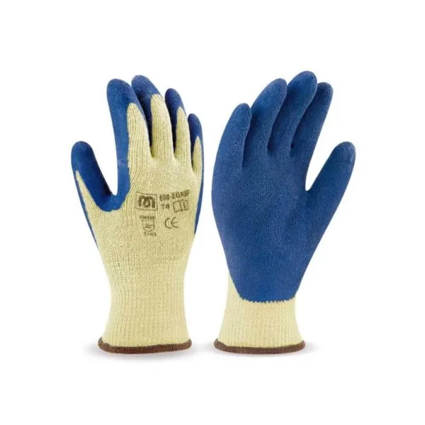 9PMGUV3 Guante latex, soporte y puño algodón, azul-amarillo 688-EGRIP