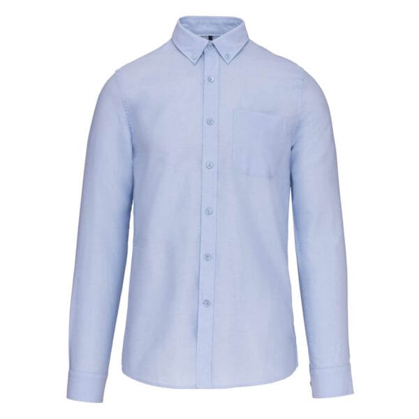 Camisa oxford manga larga entallada bolsillo en pecho K516
