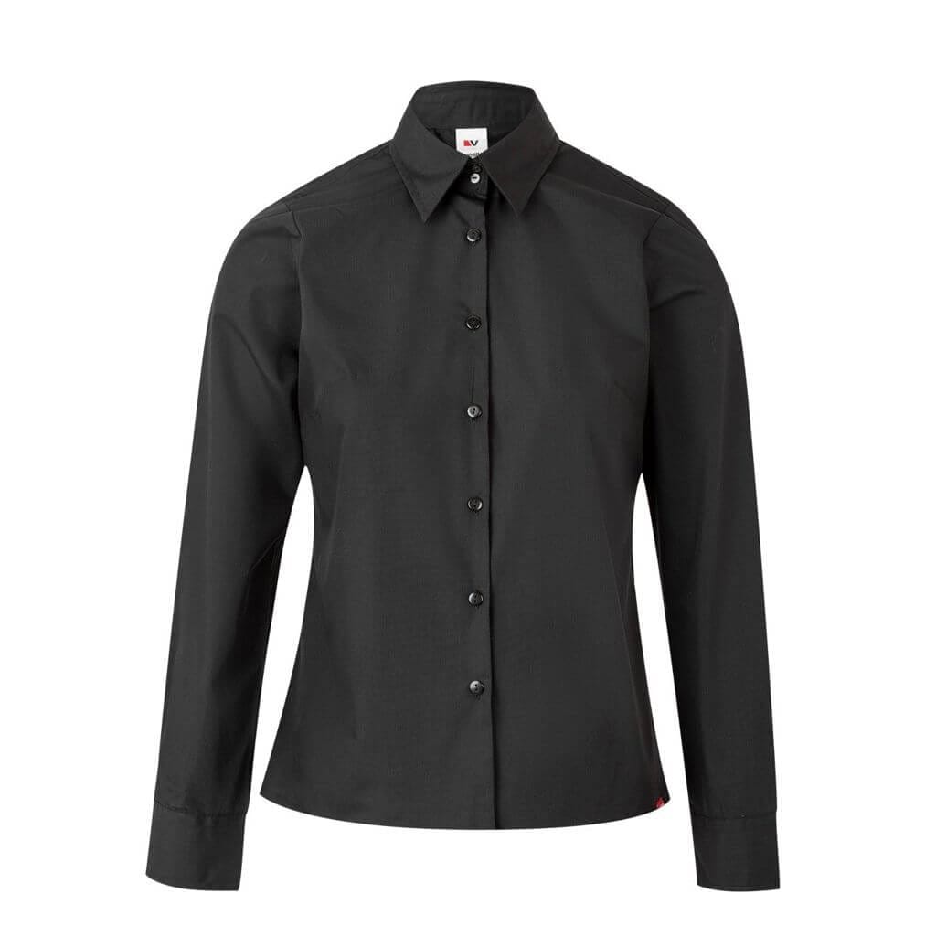 Camisa mujer manga larga Velilla 539 con cuello camisero y pinzas entalladas. Ideal para hostelería, recepción y uso profesiona