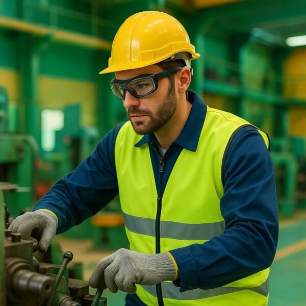 Gafas YODO dual utilizadas por operario en entorno industrial