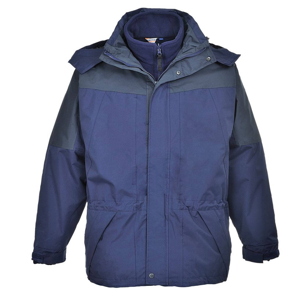 Chaqueta impermeable 3-en-1 Portwest S570 Aviemore color navy para trabajo exterior